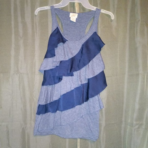 Blue Ruffle Tank Top - Picture 2 of 5